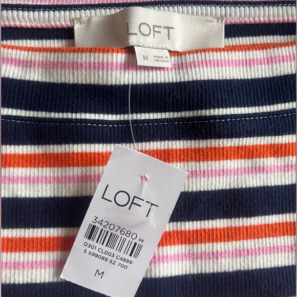 Loft Striped Ribbed Boatneck Tee - Women's Size Medium - New with tags! - Picture 3 of 6